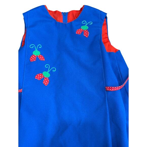 Vintage Chocolate Soup Rare Blue & Red Strawberry Dress 4T Retro 70s Style VGUC - Picture 5 of 7